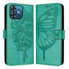 For Oukitel C53 Embossed Butterfly Leather Phone Case(Green) - 2