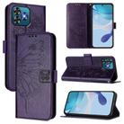 For Oukitel C53 Embossed Butterfly Leather Phone Case(Dark Purple) - 1