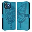 For Oukitel C53 Embossed Butterfly Leather Phone Case(Blue) - 2