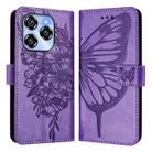 For Oukitel C50 Embossed Butterfly Leather Phone Case(Purple) - 2