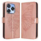 For Oukitel C50 Embossed Butterfly Leather Phone Case(Rose Gold) - 2