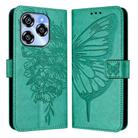 For Oukitel C50 Embossed Butterfly Leather Phone Case(Green) - 2