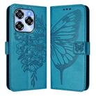 For Oukitel C50 Embossed Butterfly Leather Phone Case(Blue) - 2