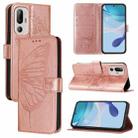 For HTC U24 Pro Embossed Butterfly Leather Phone Case(Rose Gold) - 1