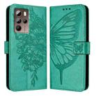 For HTC U24 Pro Embossed Butterfly Leather Phone Case(Green) - 2