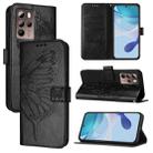 For HTC U24 Pro Embossed Butterfly Leather Phone Case(Black) - 1