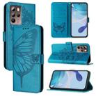 For HTC U24 Pro Embossed Butterfly Leather Phone Case(Blue) - 1