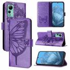 For Ulefone Note 14 Embossed Butterfly Leather Phone Case(Purple) - 1