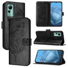 For Ulefone Note 14 Embossed Butterfly Leather Phone Case(Black) - 1