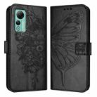 For Ulefone Note 14 Embossed Butterfly Leather Phone Case(Black) - 2