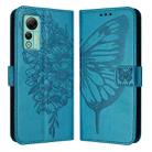 For Ulefone Note 14 Embossed Butterfly Leather Phone Case(Blue) - 2