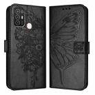 For ZTE Blade A52 Embossed Butterfly Leather Phone Case(Black) - 2