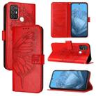 For ZTE Blade A52 Embossed Butterfly Leather Phone Case(Red) - 1