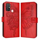 For ZTE Blade A52 Embossed Butterfly Leather Phone Case(Red) - 2