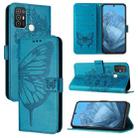 For ZTE Blade A52 Embossed Butterfly Leather Phone Case(Blue) - 1