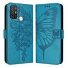 For ZTE Blade A52 Embossed Butterfly Leather Phone Case(Blue) - 2