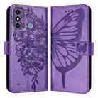 For ZTE Blade A53 Embossed Butterfly Leather Phone Case(Purple) - 2