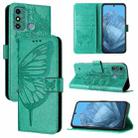 For ZTE Blade A53 Embossed Butterfly Leather Phone Case(Green) - 1