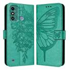 For ZTE Blade A53 Embossed Butterfly Leather Phone Case(Green) - 2