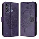 For ZTE Blade A53 Embossed Butterfly Leather Phone Case(Dark Purple) - 2