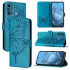 For ZTE Blade A53 Embossed Butterfly Leather Phone Case(Blue) - 1