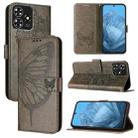 For ZTE Blade A73 4G Embossed Butterfly Leather Phone Case(Grey) - 1
