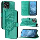 For ZTE Blade A73 4G Embossed Butterfly Leather Phone Case(Green) - 1