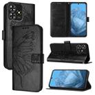 For ZTE Blade A73 4G Embossed Butterfly Leather Phone Case(Black) - 1