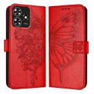 For ZTE Blade A73 4G Embossed Butterfly Leather Phone Case(Red) - 2