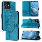 For ZTE Blade A73 4G Embossed Butterfly Leather Phone Case(Blue) - 1