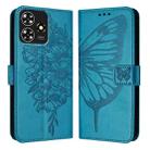 For ZTE Blade A73 4G Embossed Butterfly Leather Phone Case(Blue) - 2