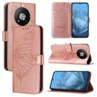 For ZTE Blade A73 5G Embossed Butterfly Leather Phone Case(Rose Gold) - 1