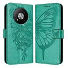 For ZTE Blade A73 5G Embossed Butterfly Leather Phone Case(Green) - 2