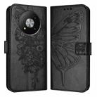 For ZTE Blade A73 5G Embossed Butterfly Leather Phone Case(Black) - 2