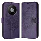 For ZTE Blade A73 5G Embossed Butterfly Leather Phone Case(Dark Purple) - 2