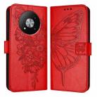 For ZTE Blade A73 5G Embossed Butterfly Leather Phone Case(Red) - 2