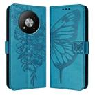 For ZTE Blade A73 5G Embossed Butterfly Leather Phone Case(Blue) - 2