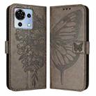 For ZTE Blade V50 Vita Embossed Butterfly Leather Phone Case(Grey) - 2