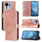 For ZTE Blade V50 Vita Embossed Butterfly Leather Phone Case(Rose Gold) - 1