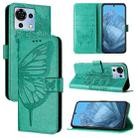 For ZTE Blade V50 Vita Embossed Butterfly Leather Phone Case(Green) - 1