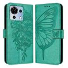 For ZTE Blade V50 Vita Embossed Butterfly Leather Phone Case(Green) - 2