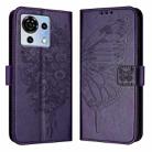 For ZTE Blade V50 Vita Embossed Butterfly Leather Phone Case(Dark Purple) - 2