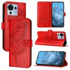 For ZTE Blade V50 Vita Embossed Butterfly Leather Phone Case(Red) - 1