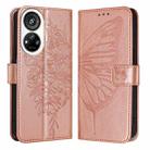 For ZTE Blade V40s Embossed Butterfly Leather Phone Case(Rose Gold) - 2