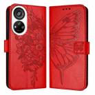 For ZTE Blade V40s Embossed Butterfly Leather Phone Case(Red) - 2