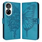 For ZTE Blade V40s Embossed Butterfly Leather Phone Case(Blue) - 2