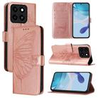 For ZTE Blade A35 / A55 Embossed Butterfly Leather Phone Case(Rose Gold) - 1