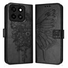 For ZTE Blade A35 / A55 Embossed Butterfly Leather Phone Case(Black) - 2