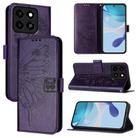 For ZTE Blade A35 / A55 Embossed Butterfly Leather Phone Case(Dark Purple) - 1