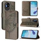 For ZTE Blade A35 Lite / A35 Core Embossed Butterfly Leather Phone Case(Grey) - 1